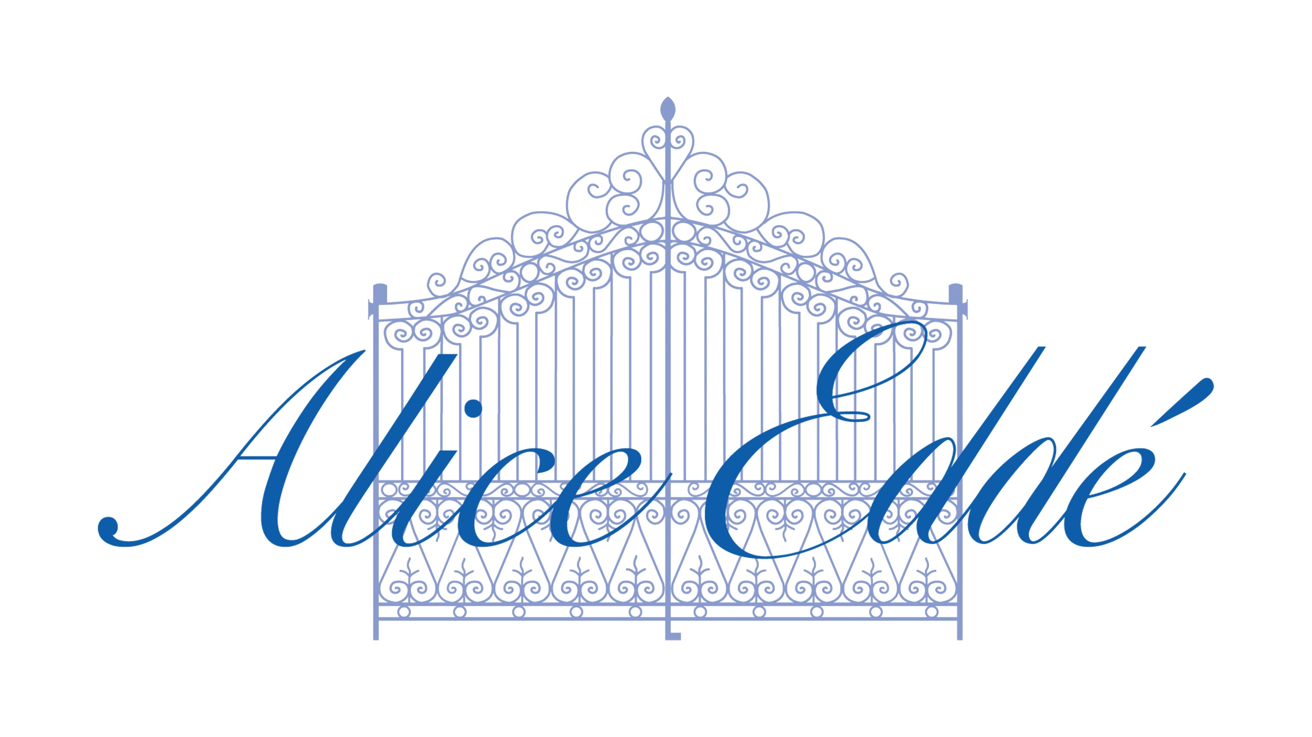 Logo of Alice Ede with decorative elements on a white background