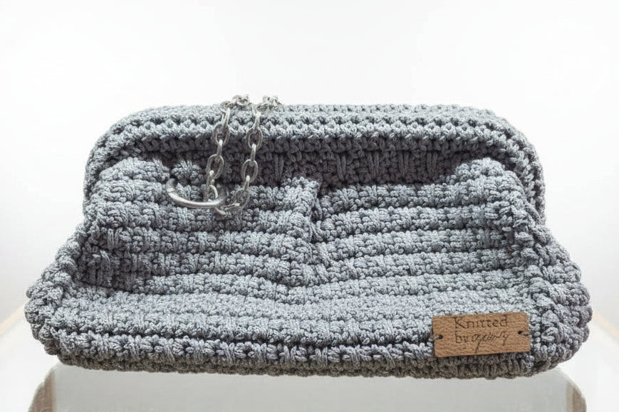 Grey Crochet Bag by Gemz N Stonez
