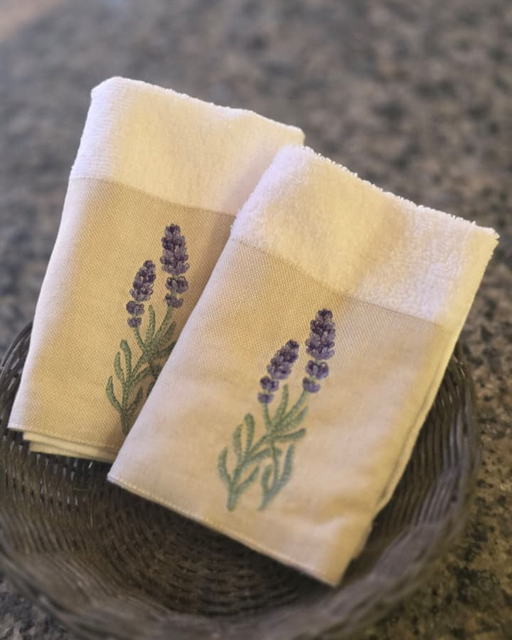 Mini Lavender Towels (Set of 6) by Ebre w Kheit
