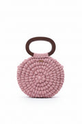 Crochee round bag with wood