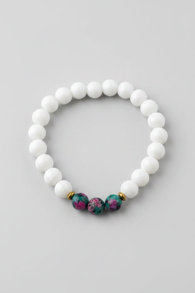 Handmade Ruby Zoisite & Howlite Bracelet