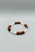 Handmade Selenite, Hematite & Red Agate Bracelet
