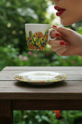 Hand-Painted Golden Rose Espresso Cup Set