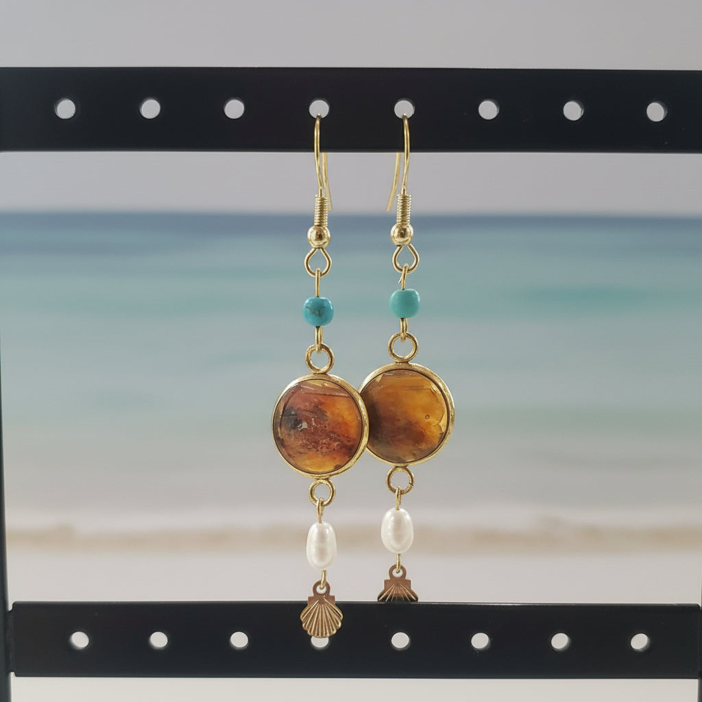 Round Lionfish Fin Earrings – Handmade Red Sea Collection