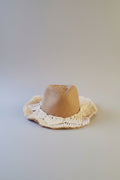 Handmade Bohemian Macramé Straw Sun Hat – Fringe Fedora with Wooden Beads
