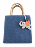 Blue Denim Tote Bag Whit Elephant Charm
