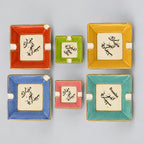 Hand-Painted Lebanese Ceramic Ashtray with 18K Gold Details