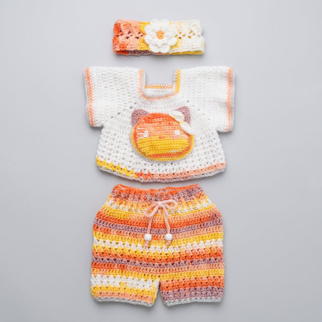 Handmade Crochet Newborn 3-Piece Outfit Set- the wool edit