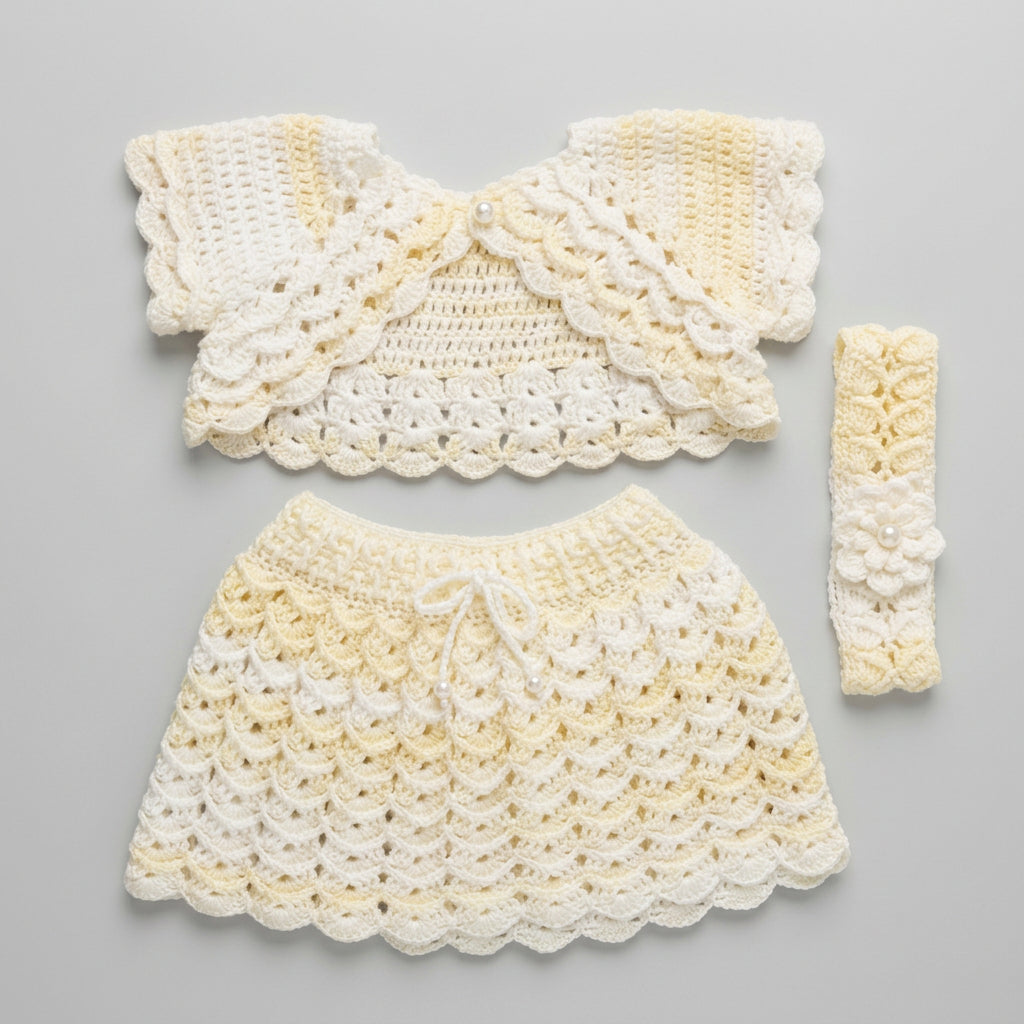 Handmade Crochet Baby Girl Outfit Set (3-4 years old) - The wool edit