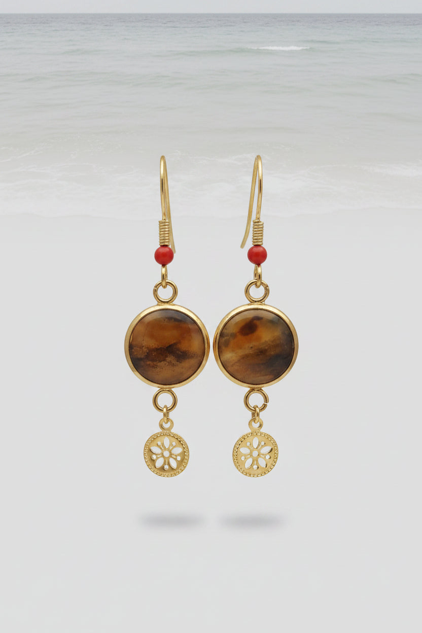Round Lionfish Fin Earrings – Handmade Red Sea Collection