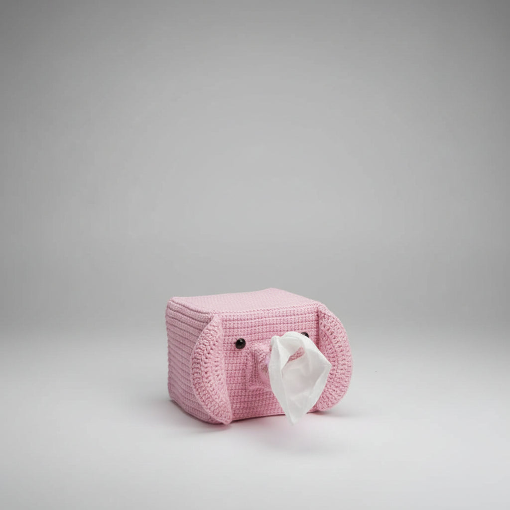 Handmade Crochet Elephant tissue box